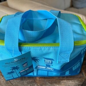 Trader Joe's Blue Green Zipper Mini Insulated Lunch Tote Bag